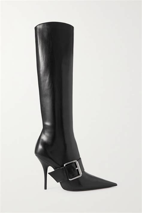 balenciaga knife buckled leather boots